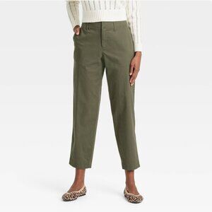 A New Day 6 Womens Chino Pants High Rise Tapered Ankle Relaxed Fit Olive